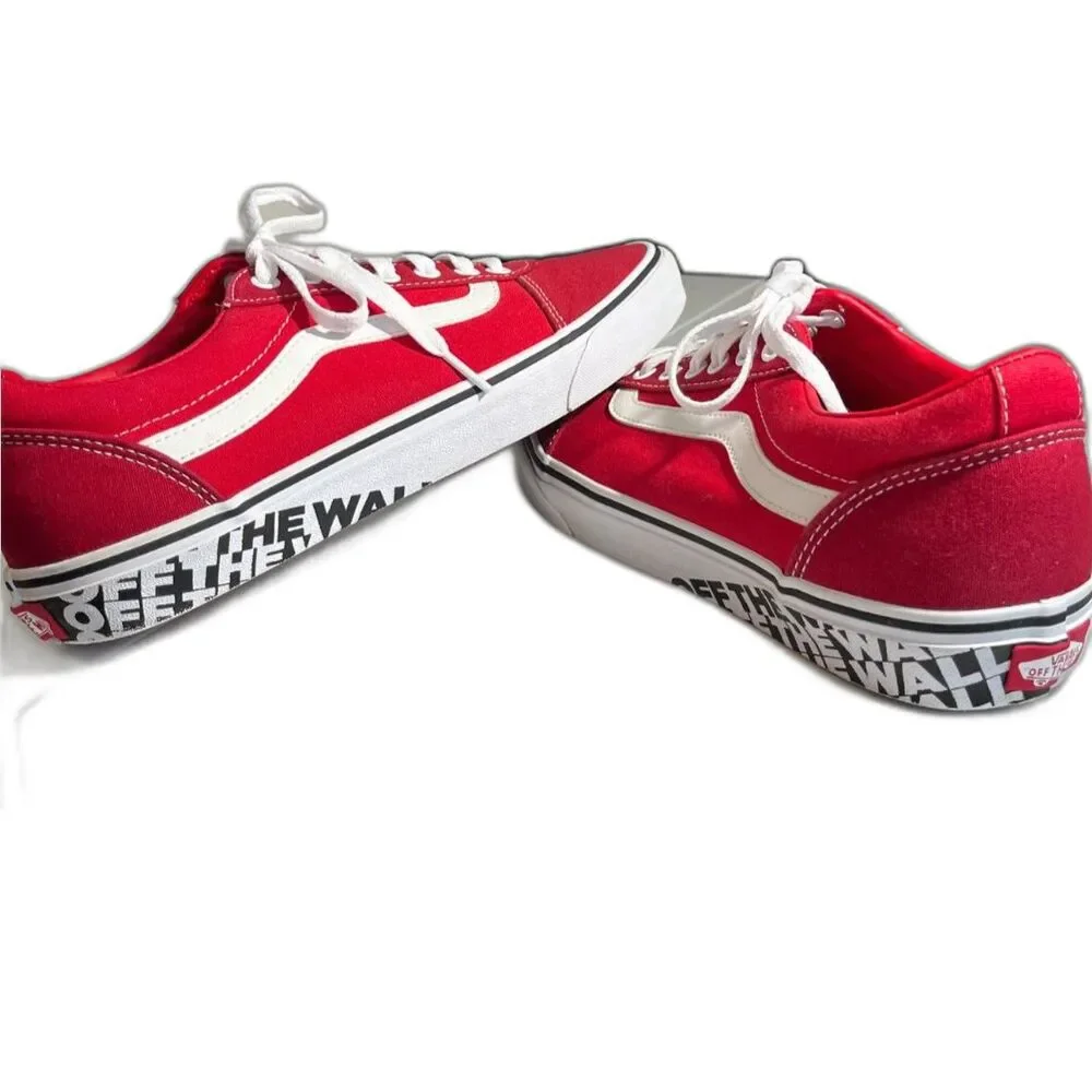 Vans Ward OTW Sidewall Racing Red/White Low Top Skate Sneakers Like New Size 10